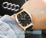 Copy Vacheron Constaintin Malte Black Dial Black Leather Strap Watch